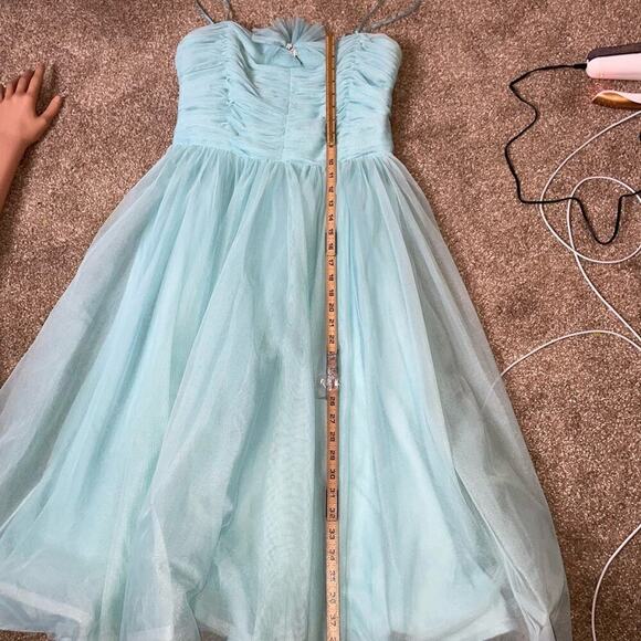Pearl Georgina Chapman Mint Blue Prom Dress Evening Gown Formal sweetheart SZ 12 - Picture 7 of 11